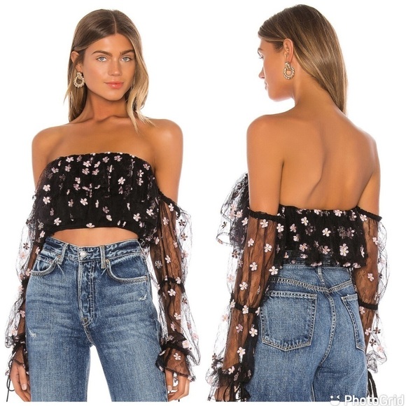 Lovers + Friends Tops - Lovers + Friends Juliana Floral Mesh Crop Top